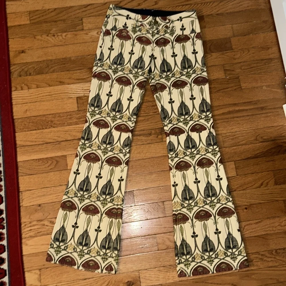 RARE ALICE & OLIVIA Sz 2? Gorgeous Macintosh brocade 70s fit flare BOHO trousers